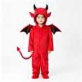 thumbnail image 2 of GiLiling Toddler Halloween Outfit Devil Boys Girls Fleece Onesie Fun Jumpsuits for Kids Soft Cozy Hooded Jumpsuit Halloween Onesie (Red, 7-8 Years), 2 of 6