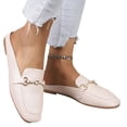 thumbnail image 4 of CHWshoes Design Mules for Women, Almond Toe Slip-On Flats, Backless Loafers with Matal Buckle, Comfort Casual & Dressy Shoes Beige Size 36, 4 of 6