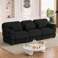 thumbnail image 3 of FFH 104" Modular Sectional Sofa, 3 Seater Corduroy Cloud Couch with Removable Armrest Pillows, Black, 3 of 14