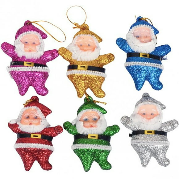 Set of 6 Cute Mini Santa Pendants, 1.77" Christmas Tree Ornaments, Mini Hanging Decorations Xmas Tree Ornaments for Home Decoration