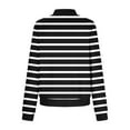 thumbnail image 4 of Trendy Bomber Jacket for Women Waffle-Textured Printed Full Zip Long Sleeve Hoodless Coat Casual Fall Clothes (XL, Black|Stripe), 4 of 5