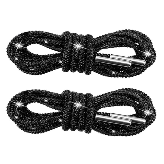 Glitter Rhinestone Round Shoe Laces Metal Shiny String 120cm for Sneakers