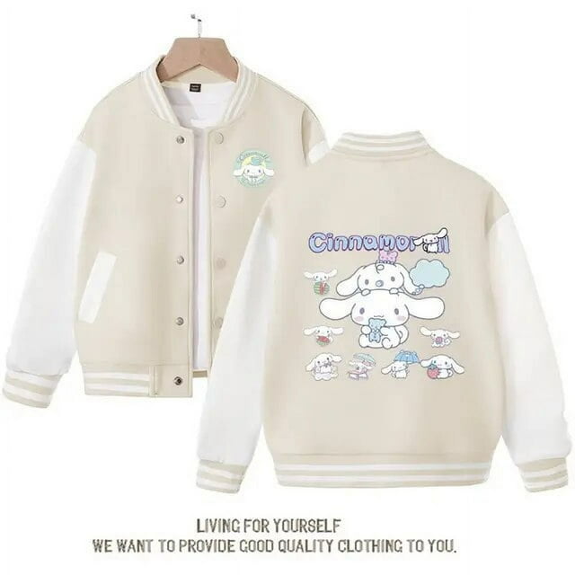Sanrio Cinnamoroll Jacket Hello Kitty Kuromi Overcoat Woman Jacket Autumn Spring Kids Loose Sports Baseball Uniform Clothes Gift