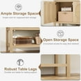 thumbnail image 3 of 35.5 Inch Rattan Entryway Console Table,Slim Sofa Side Table with Storage Cabinet & Open Shelf, Modern Farmhouse Accent Furniture, Natural, 3 of 7