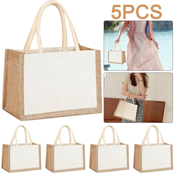 Compras Arpillera Bolso Organizador Almacenamiento Comestibles Reutilizable 5 Uds. (L)