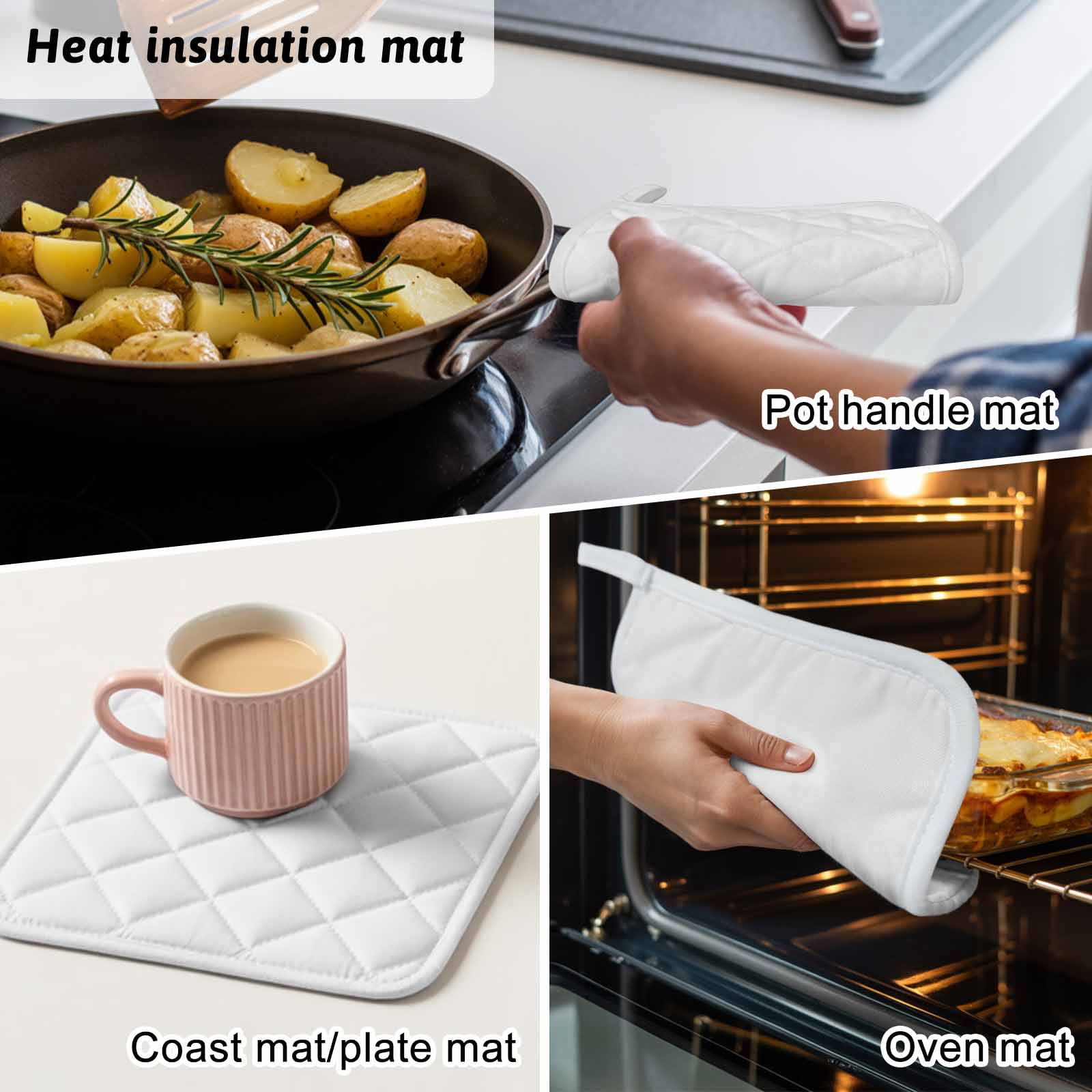White Pot Holders for Kitchen Heatproof Potholder, 3 Pack Modern Simple White Backdrop Hot Pads Multipurpose Oven Pads Cloth Potholders Trivet for Cooking Baking