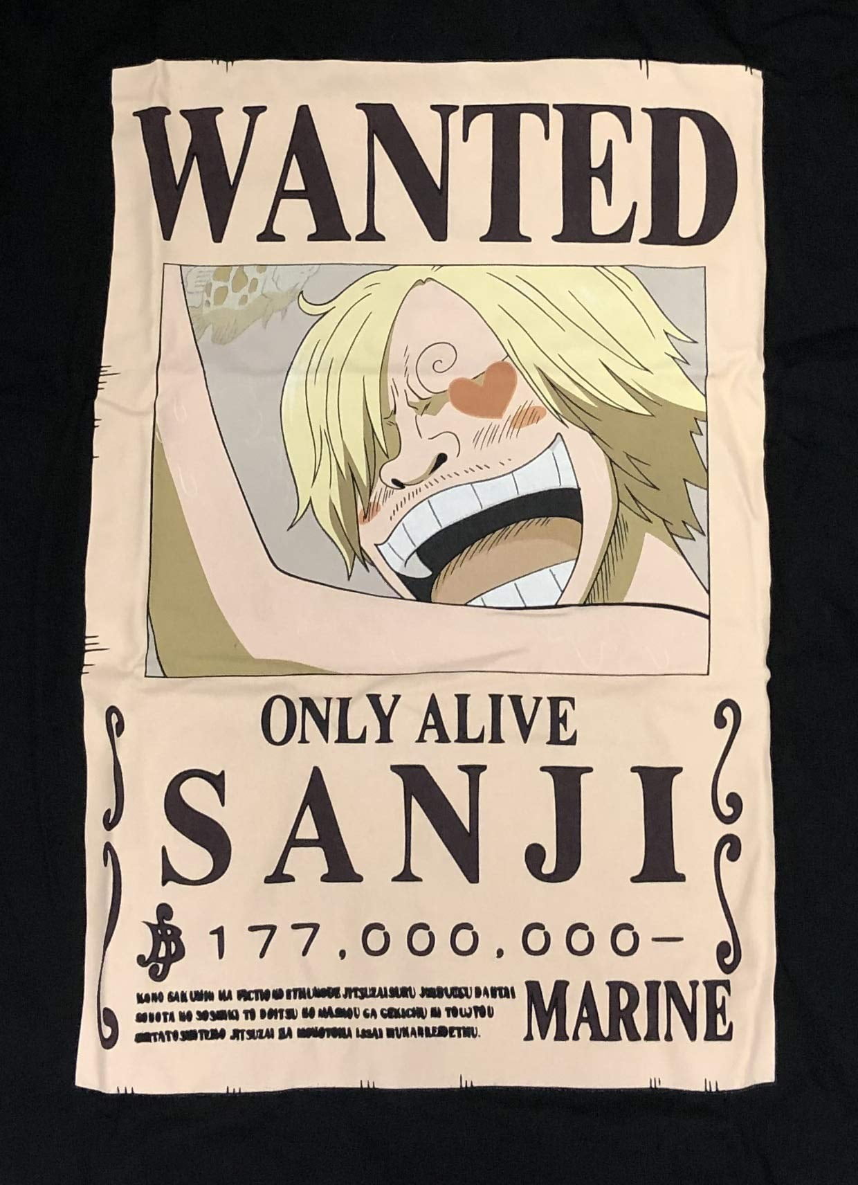One Piece MensT-Shirt - Officially Licensed Sanji Bounty Wanted Poster (Small)