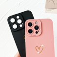 thumbnail image 4 of Compatible with iPhone 15 Pro Max Case for Women, Bronzing Luxury Heart Phone Case Soft TPU Shockproof Full Camera Lens Protective iPhone 15 Pro Max Phone Case 6.7" - Pink, 4 of 11