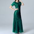 thumbnail image 1 of SMihono Robe Maxi Bohème d'Été pour Femmes Grande Taille Robe Longue à Manches Courtes Col Rond Couleur Unie Robe de Soirée Slim Robe de Plage, 1 of 3