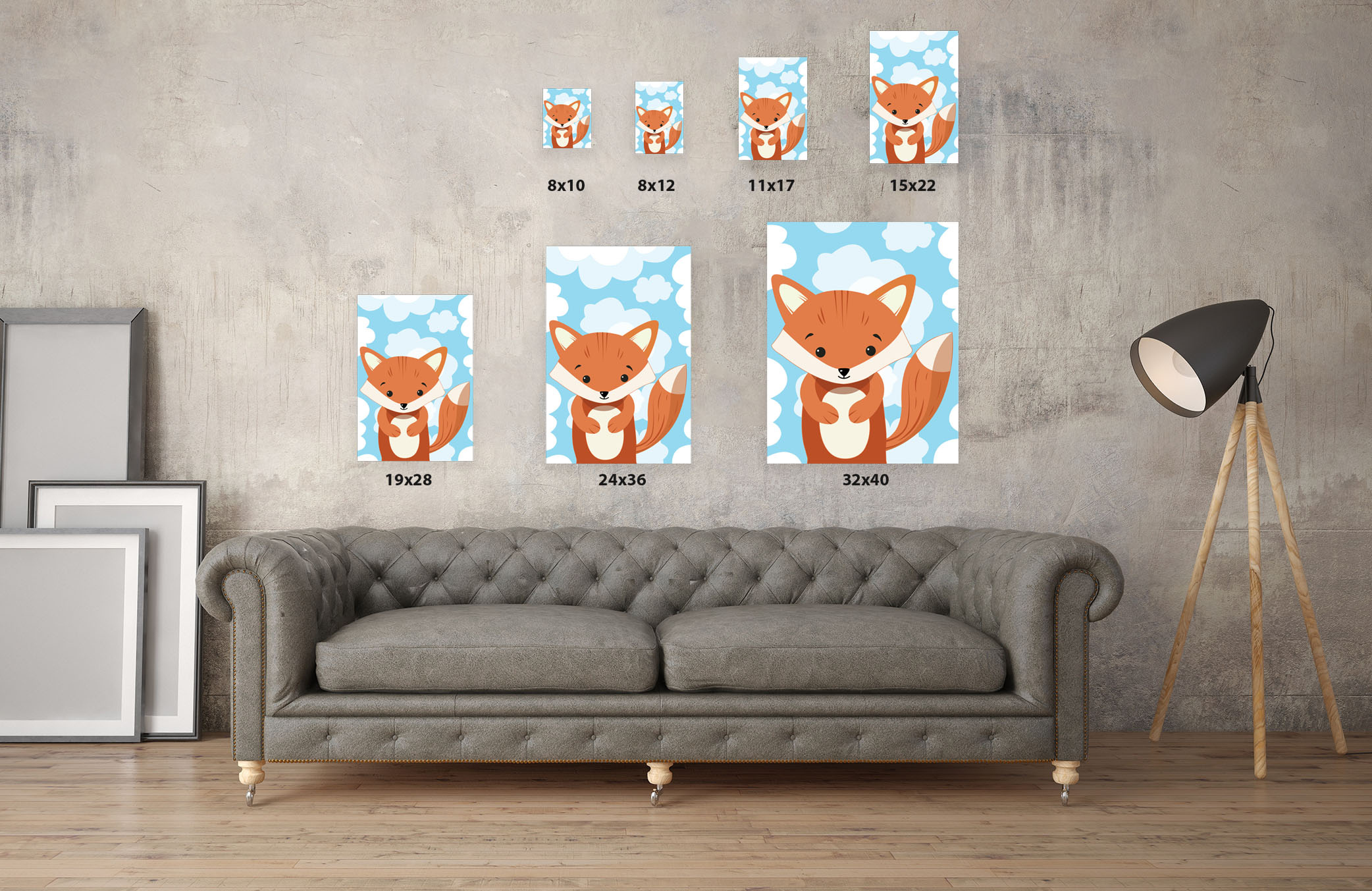 Awkward Styles Fox in Clouds Canvas Art Little Fox Canvas Decor Baby Girl Room Decoration Baby Boy Play Room Wall Art Ready to Hang Artwork for Kids Fox Canvas Illustration Fox Nursery Baby Room - image 2 of 7