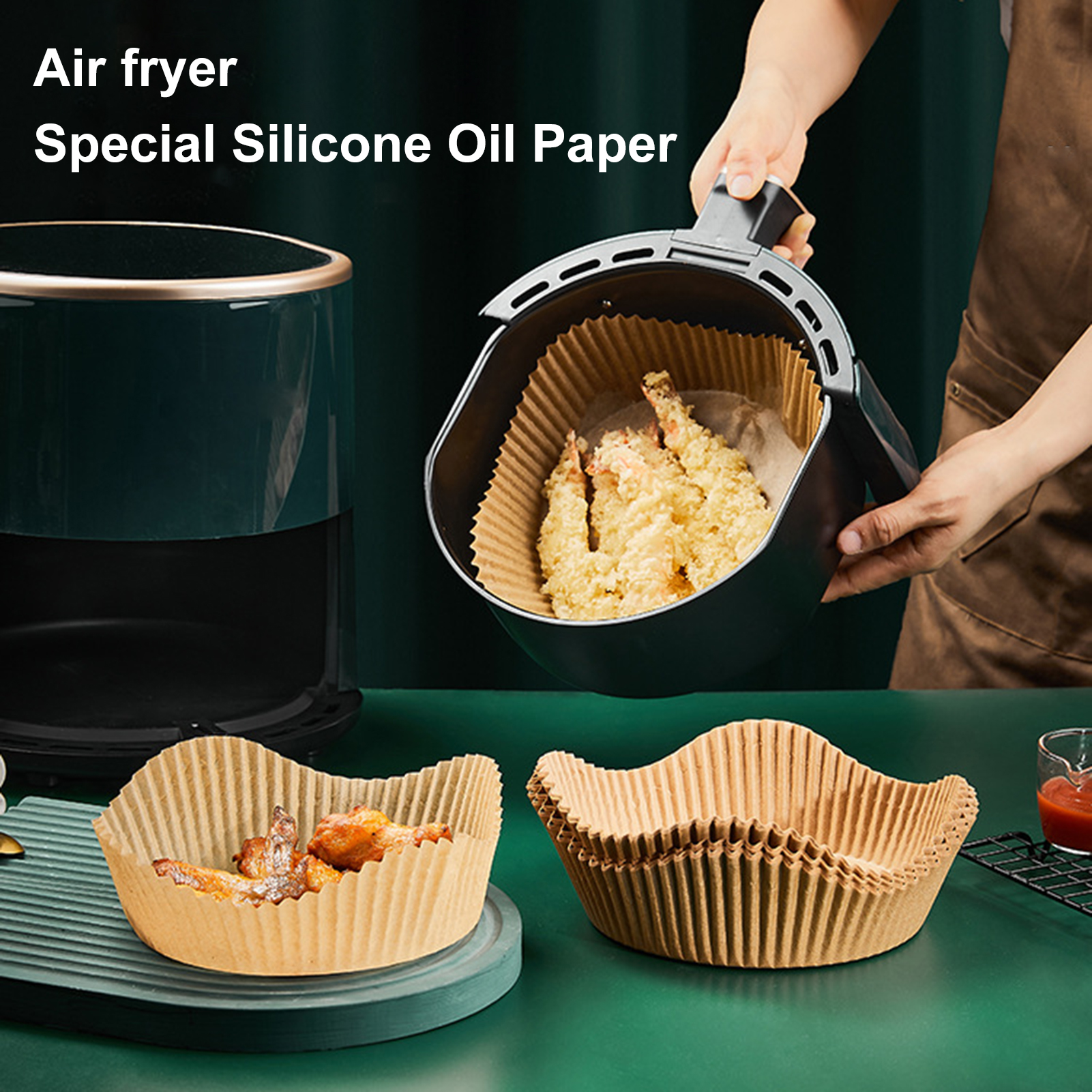  Air Fryer Paper Liner Disposable: 100PCS 8 Inch Airfryer Insert  Parchment Paper Sheets, Grease and Water Proof Non Stick Basket Liners for  Baking Cooking Roasting from ctizne : Home & Kitchen