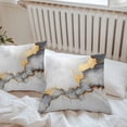 thumbnail image 5 of Abstract Marble Texture Outdoor Pillow Covers Pack of 2 Grey White Gradient Gold Crack Art Waterproof Throw Pillow Covers Decorative Cushion Cases for Patio Garden Tent Balcony Couch 16x16 inch, 5 of 8