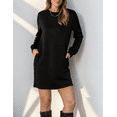 thumbnail image 6 of yillto Sweatshirt Dress Womens Long Sleeve Crewneck Pullover Dress Casual Plain Mini Dress with Pockets, 6 of 9