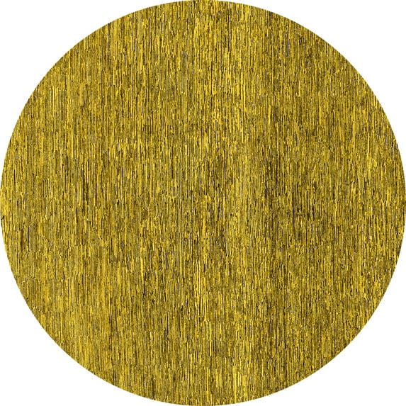 Ahgly Company Indoor Round Abstract Yellow Modern Area Rugs, 7' Round