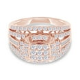 thumbnail image 2 of 1.45 Carat IGI Certified Lab Grown Diamond Cluster Engagement Ring For Women (10K Solid Rose Gold) Round & Baguette Shape Multi Row Bridal Anniversary Ring Jewelry Gift For Her-8.5, 2 of 5