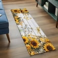 thumbnail image 3 of Runner Rugs 2x6 Ft, Farmhouse Sunflower Non Slip Area Rugs for Kitchen Bedroom Entryway, Vintage Daisy Butterflies Gray Wood Washable Carpet Runner Rug Floor Mats for Bedroom Home Decor, 3 of 8