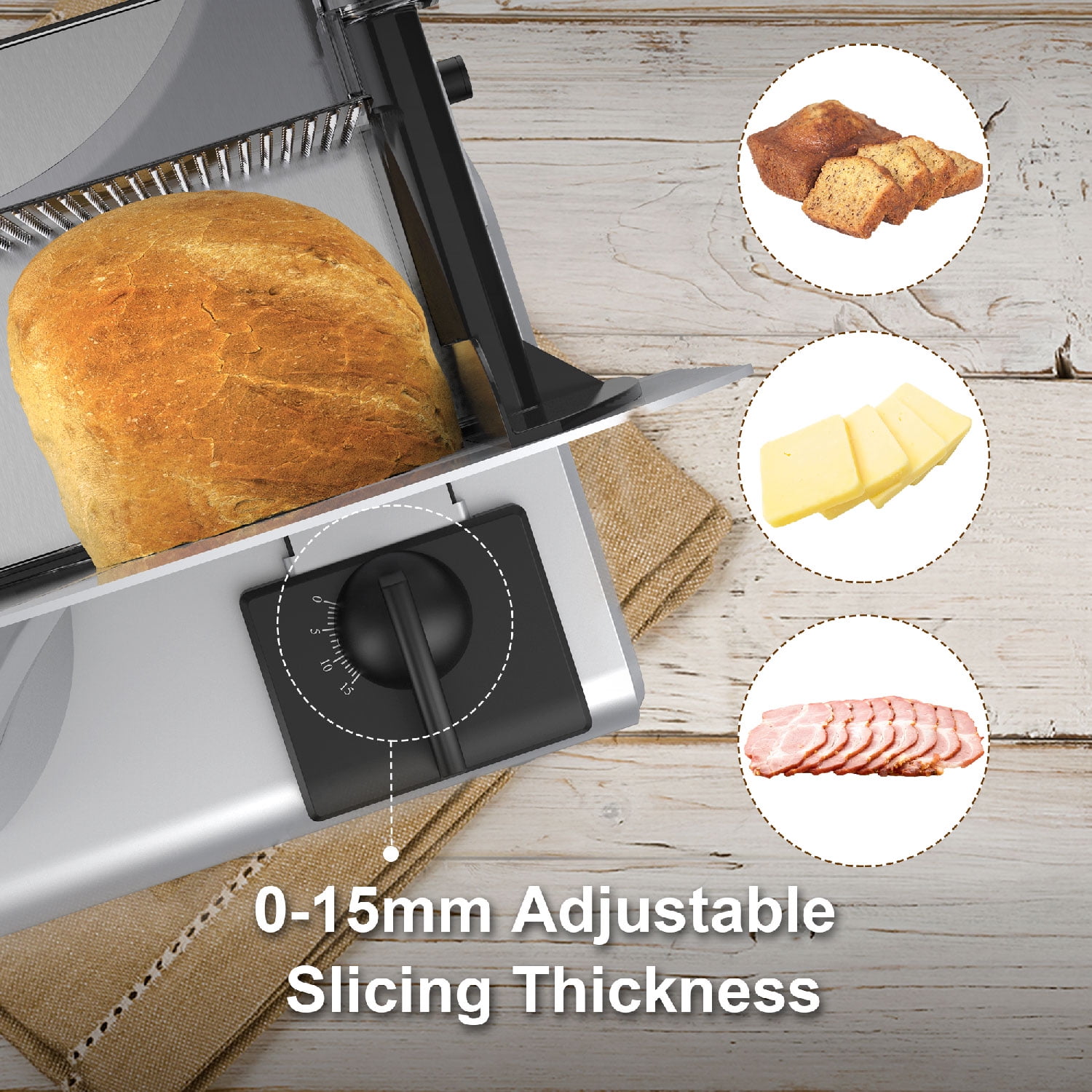Mliter Food Slicer 150w Electric Professional Bread And Meat Slicer With 7 5 Inch Stainless Steel Blade Silver Walmart Com Walmart Com