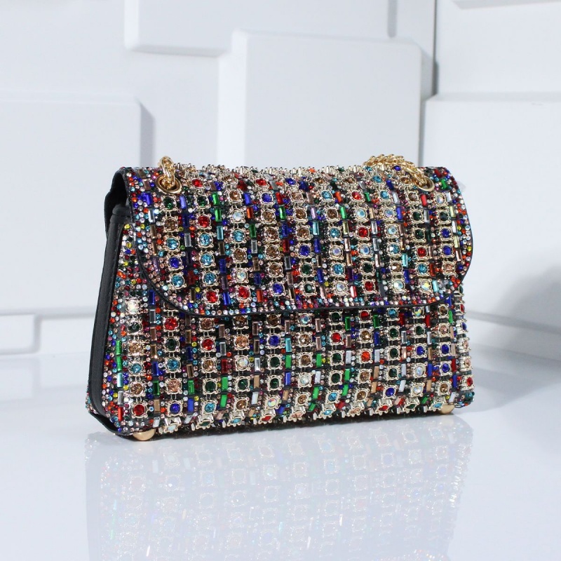 Vintage Women’s Bag Mini Crossbody Shoulder Bag Chain Strap Clutch Purse Rhinestone Evening Bag Crystal Embellishment Messenger Bag Fashion Accessory Casual Totes Multicolor Gold Silver Black Hobos