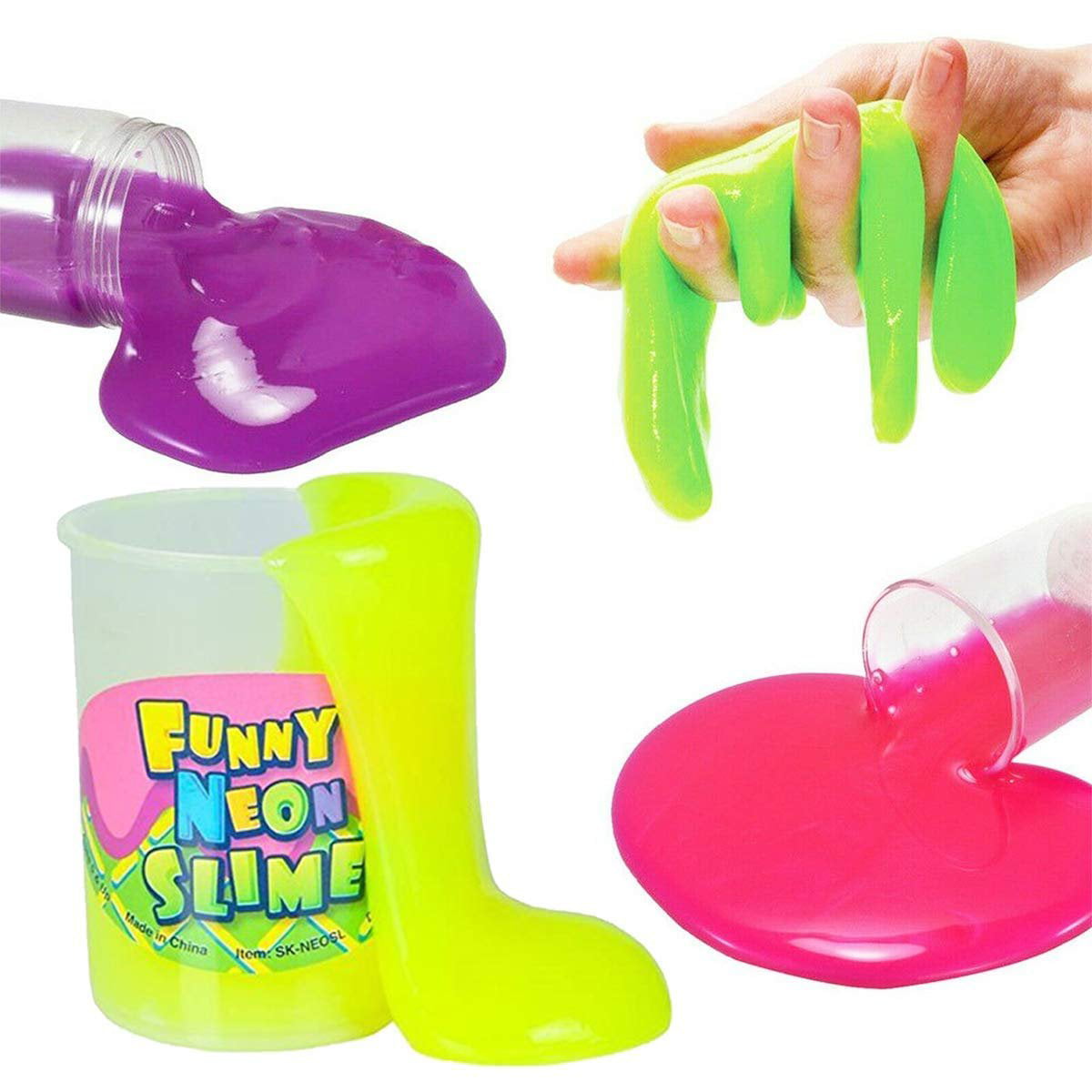 Great for Any... Pack of 6 Kicko Neon Slime Putty Sludgy Gooey Feeling 