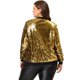 thumbnail image 4 of Chaquetas metálicas de talgrande pamujer Chaquebomber con cremalley lentejuelas brillantes Oro 4X, 4 of 6