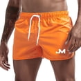 thumbnail image 2 of Mens Swim Trunks Men's Solid Color Casual Beach Board Shorts Sports Quick-Dry Swim Trunks with Drawstring Summer Surfing Bathing Suit Crop Pants for Swimming Travel Saffron XL, 2 of 5