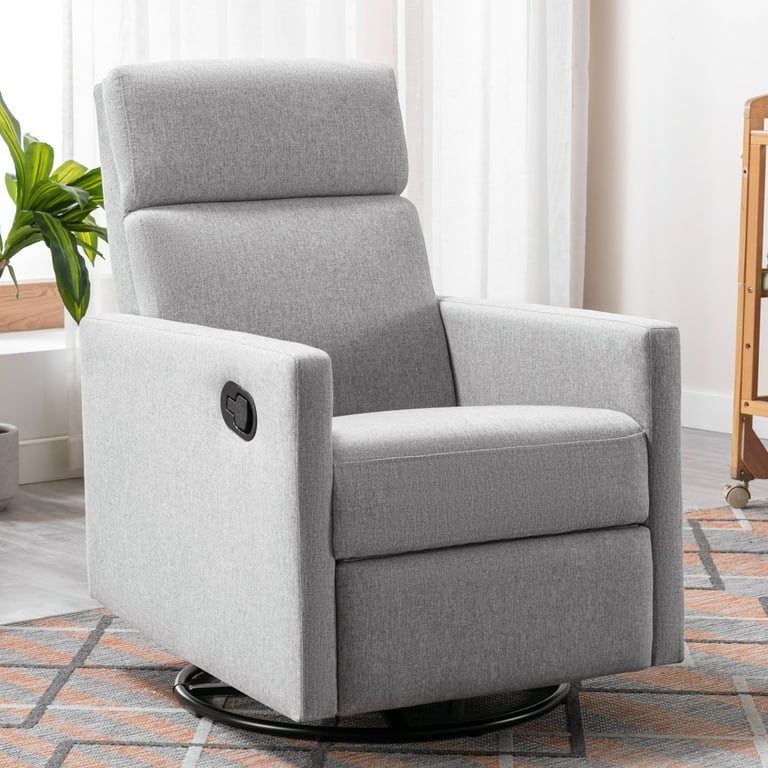 Rocking Swivel Glider Rocker Recliner Nursery Chair with Extra Large Footrest for Living Room Gray