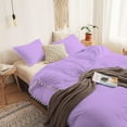 thumbnail image 2 of DNG Creations 5 Piece White Pom Pom Duvet Cover with Zipper Closure, 100% Egyptian Cotton, 800 Thread Cotton ( Oversized Queen - Solid Lilac ), 2 of 5