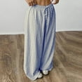 thumbnail image 4 of Nokdvo Casual Pants for Women Oversized Drawstring Striped Wide Leg Trouser Loose Fit summer Pleated Elastic Waist Casual Trousers with Pockets,Royal Blue M, 4 of 4