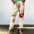 thumbnail image 2 of Casual Pants for Women Autumn Fragrant Linen Vintage Floral Print Pants Perfect for Spring Comfortable Straight Trousers Pants, 2 of 5