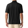 thumbnail image 3 of INSPIRE CHIC Mens Summer Casual Short Sleeve Solid Color Texture Knit Polo Shirts S Black, 3 of 5