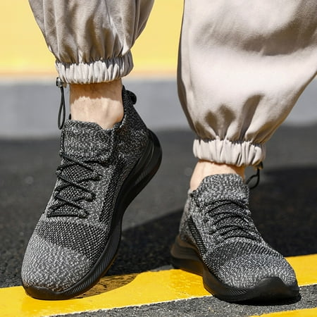 

eczipvz Men Shoes Fashion Autumn Men Sports Shoes Flat Bottom Lightweight Fly Woven Mesh Breathable Elastic Lace Up Sneaker Laces for Men (Grey 10.5)