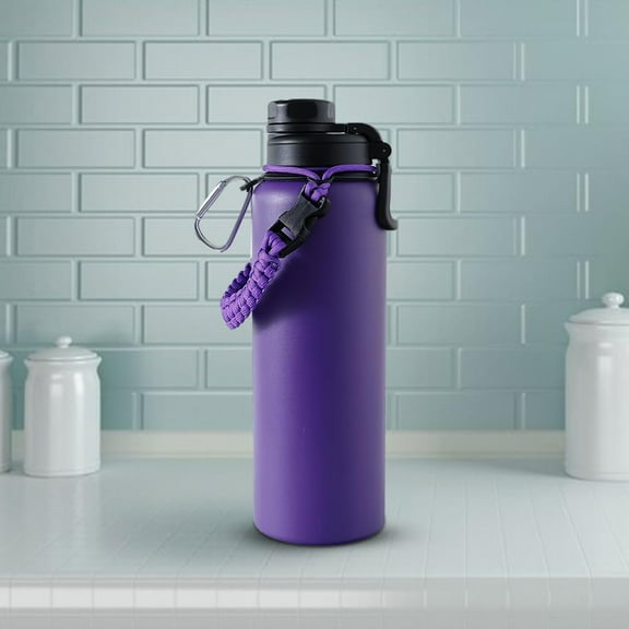 Insulated Water Bottle For Gym & Office - 1.2 Liters, Purple | Thermos Stainless Steel Vacuum Insulated Flask With Rope & Carabiner - Hot & Cold Water Bottle For Boys & Girls