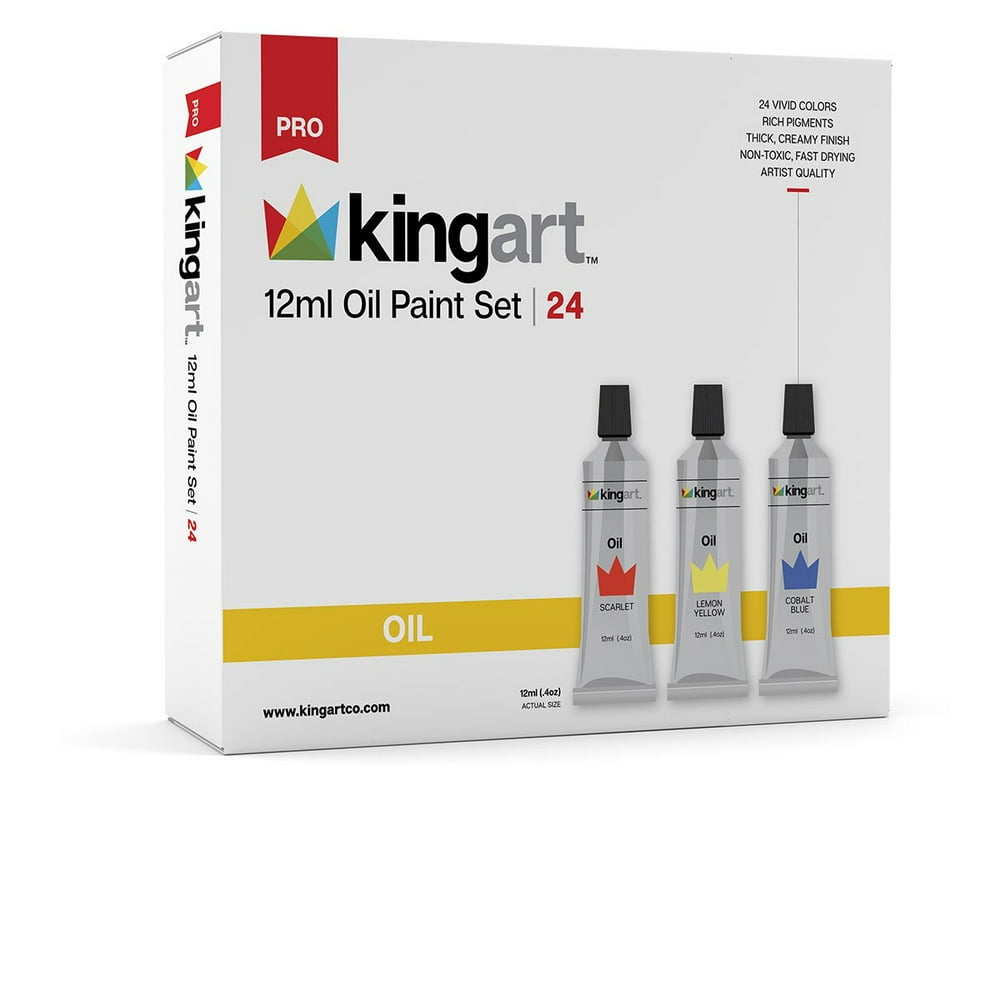 KINGART™ Artist Oil Paint, 12ml (.4oz), Set of 24 Unique Colors