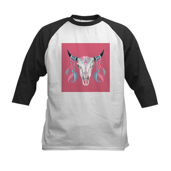 CafePress - Buffalo Skull Baseball Jersey - Kids Cotton Baseball Jersey, 3/4 Sleeve Shirt