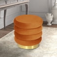 thumbnail image 3 of Joveco 15.7"D Round Velvet Ottoman Footrest Stool, Vanity Stool with Gold Base for Living room, Orange, 3 of 5