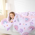 thumbnail image 5 of Manfei Dreamy Rainbow Full Size Bedding Sets, Star Cloud Moon Full Size Bed in a Bag, Lavender, Pink Reversible, 7-Piece, 5 of 6