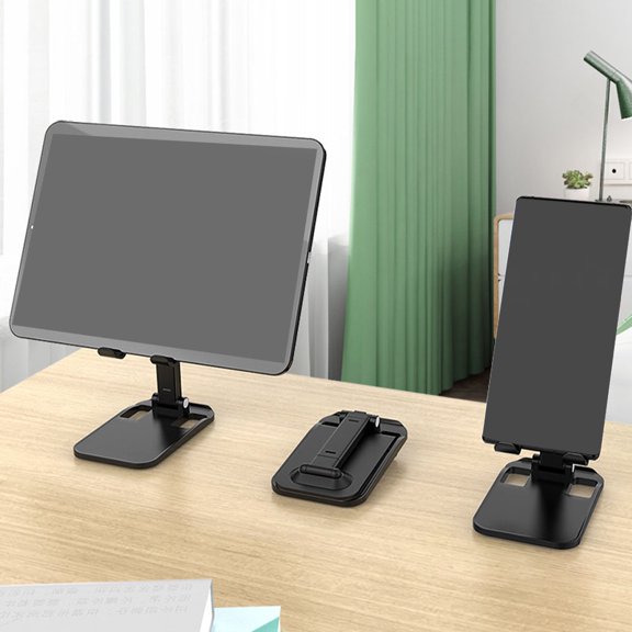 ETEREAUTY Black Foldable Phone Stand 1Pc Adjustable Mobile Holder Practical Support for Home, Dorm, and Office Use