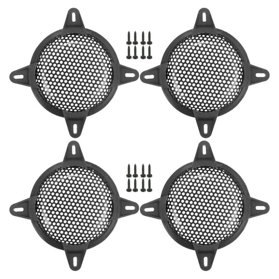 Unique Bargains 4 Pcs 5" Car Speaker Grills Cover Mesh Round 5 Inch Audio Subwoofer Protector with Screws Iron Black