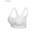 thumbnail image 2 of BadPiggies Women's Comfort Zip Front Close Sports Bra Padded Yoga Bra Fitness Tank Top Underwear (L, White), 2 of 5
