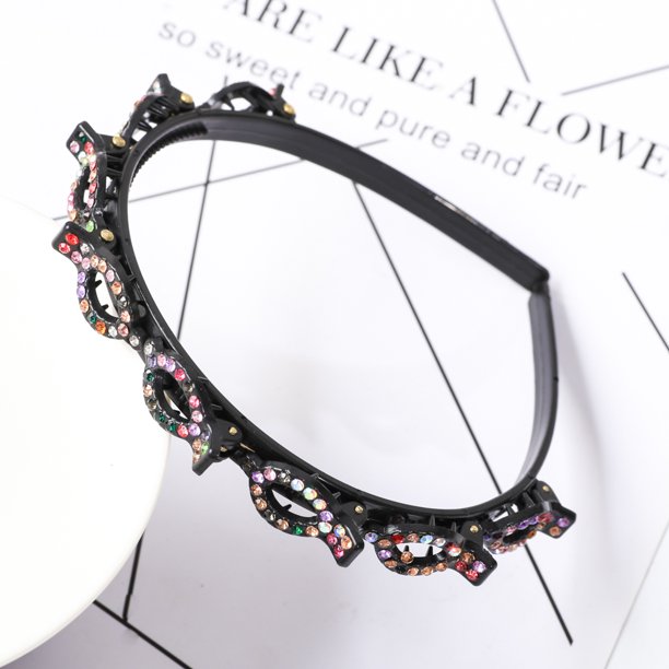 Bandas de doble capa, diademas con Clip, diadema trenzada de plástico a la moda, tocado Punk nuevo tejido para mujer, accesorios para el cabello con perlas