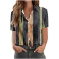 thumbnail image 5 of Tnhcen Women's Casual Loose Fit Short Sleeve Button Up Shirt with Random Color Block Print, Retro Boho Style Collared Top in Sizes S-2XL, 5 of 7