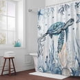 thumbnail image 6 of Sea Turtle Shower Curtain for Bathroom Decor, Ocean Starfish Coral Seagrass Waterproof Fabric Shower Curtain, 36"x72" Set with 12 Hooks, 6 of 9