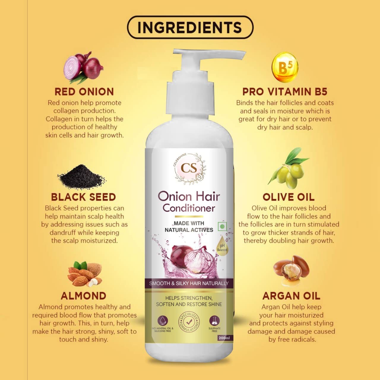 Celebshine Onion Hair Conditioner Use With The Celebshine Onion Hair Shampoo And Make Hair Shiny