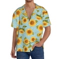 thumbnail image 1 of Balery White Polka Dot Sunflower A Camisa Casual de Manga Corta con Botones para Hombre, Texturizada, Estilo Cubano, para Playa, Verano-3X-Large, 1 of 5