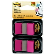 Post-it Flags - 2 Dispensers 100 x Bright Pink - 1" x 1.75" - Rectangle - Unruled - Bright Pink - Removable, Self-adhesive - 100 / Pack