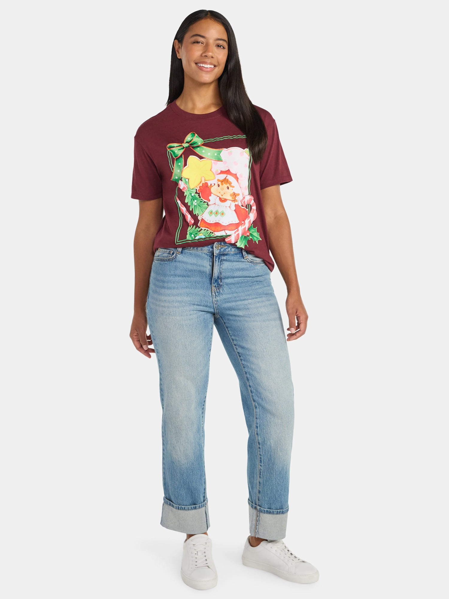 Strawberry Shortcake Women's Christmas Graphic Tee with Short Sleeves, Size XXS-XXL