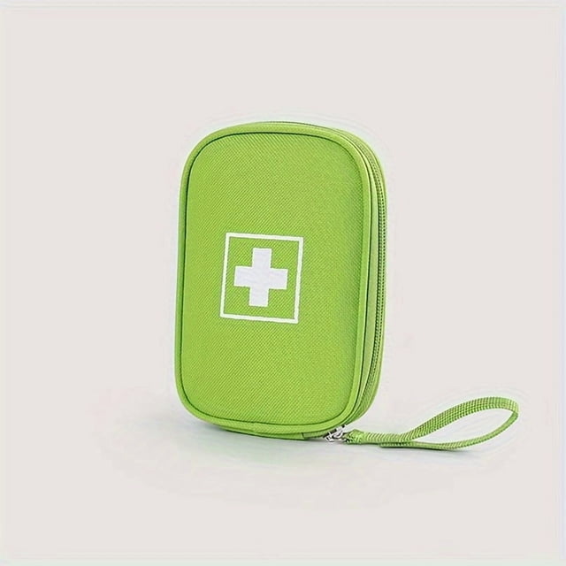 Pequeña bolsa portátil de almacenamiento de medicamentos de tela Oxford, bolsa cuadrada de color sólido para exteriores para organizar medicamentos verde