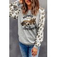 thumbnail image 4 of POGLIP T-Shirt Raglan pour Femmes Gris Joyeux Noël Camion Léopard, 4 of 6