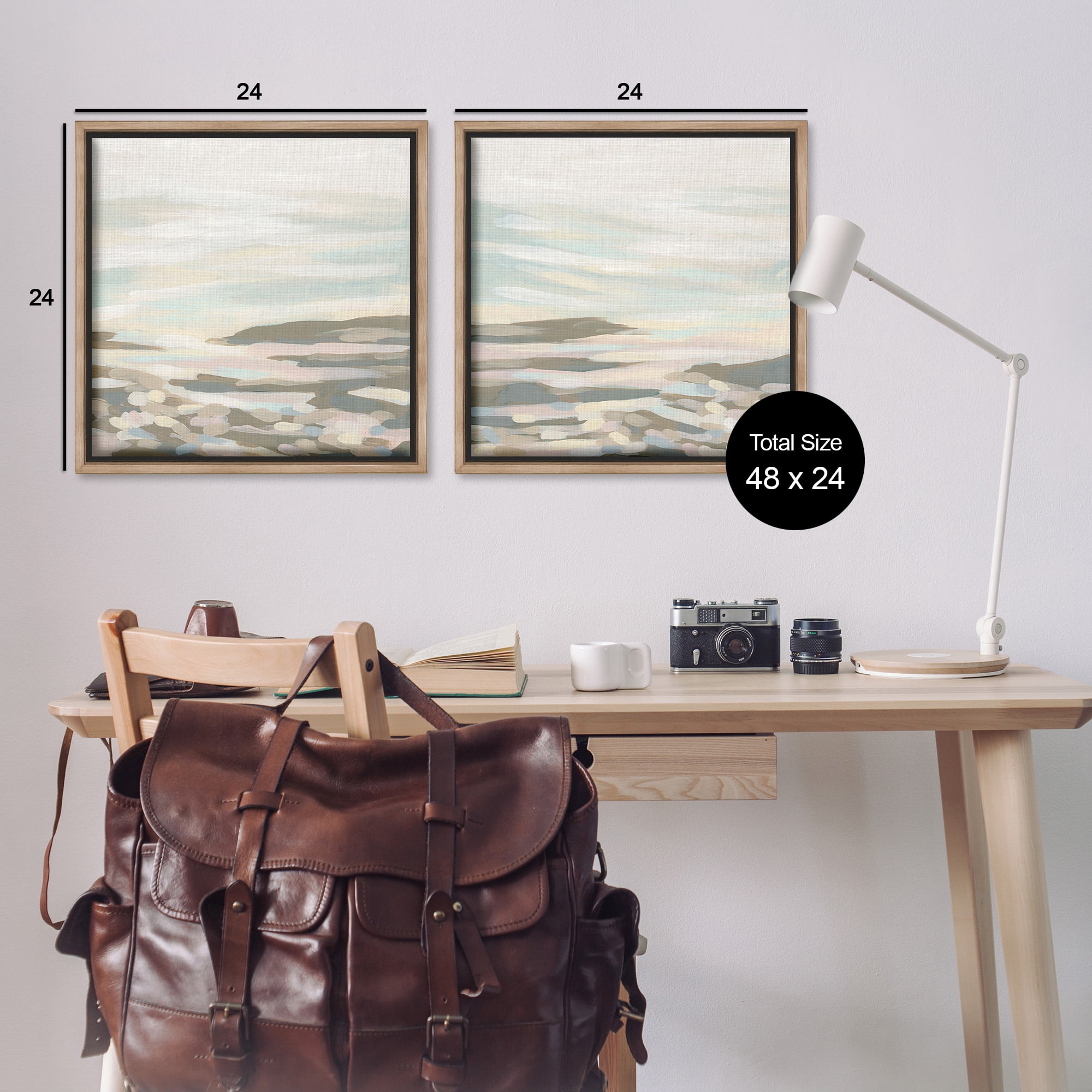 Stupell Industries Brushed Desert Landscape Abstract Painting Brown Floater Framed Canvas Art Print Wall Art, 25 x 25, Set of 2