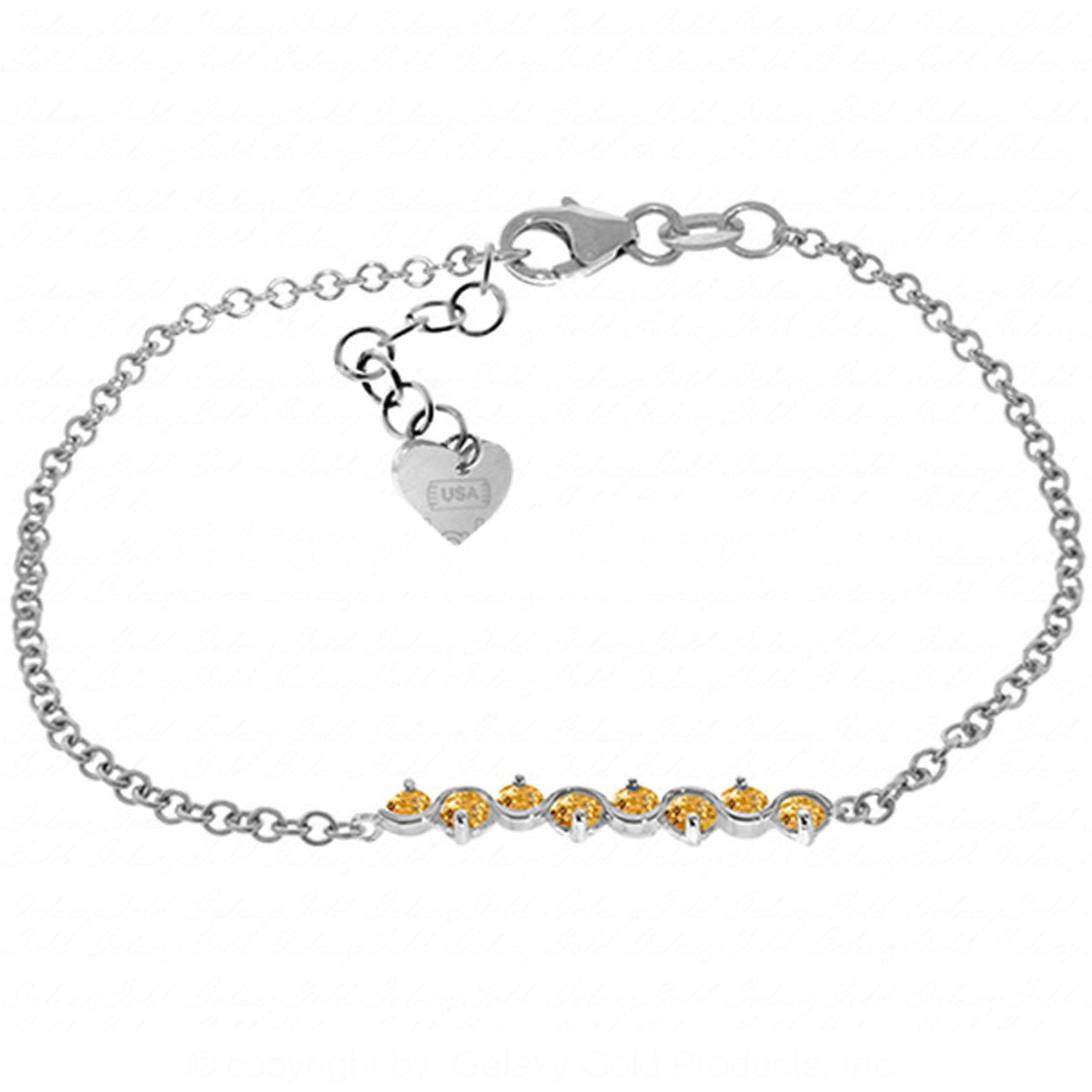 Galaxy Gold 14K Solid Gold 1.55 Carat Natural Citrine Bracelet for Women - White Gold Fine Jewelry